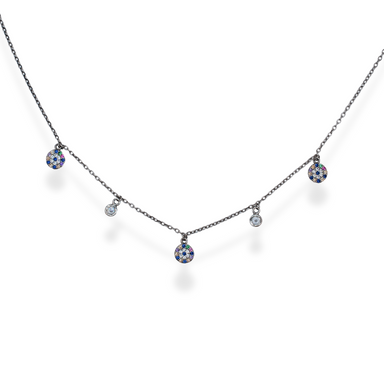 silver cz multicoloured necklace