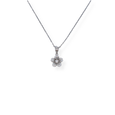 Silver cz necklace and earrings set