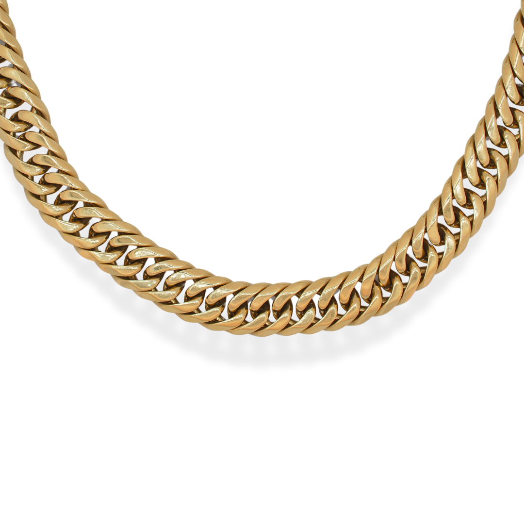 9ct gold doubled linked curbed handmade chain