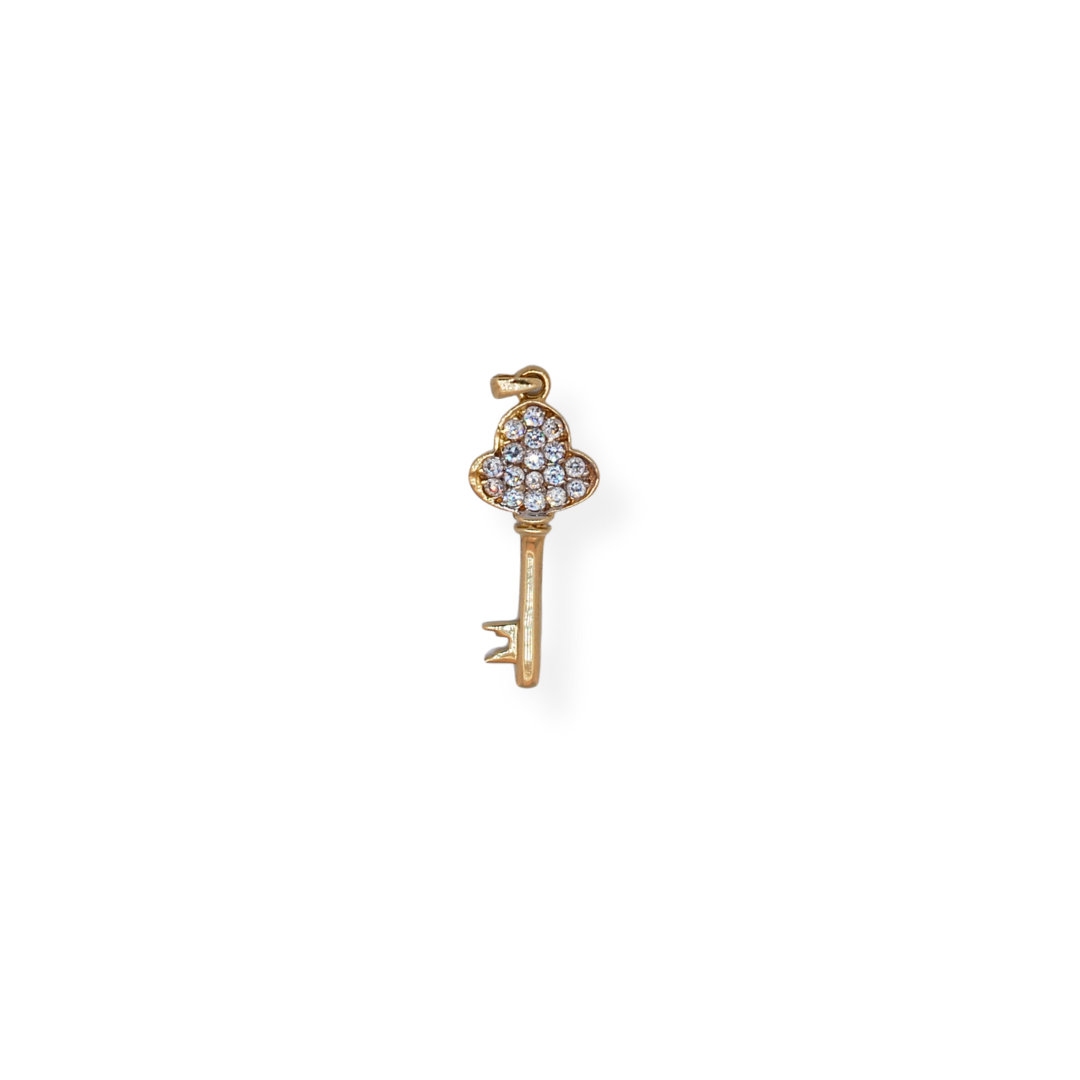 9ct gold cz key pendant