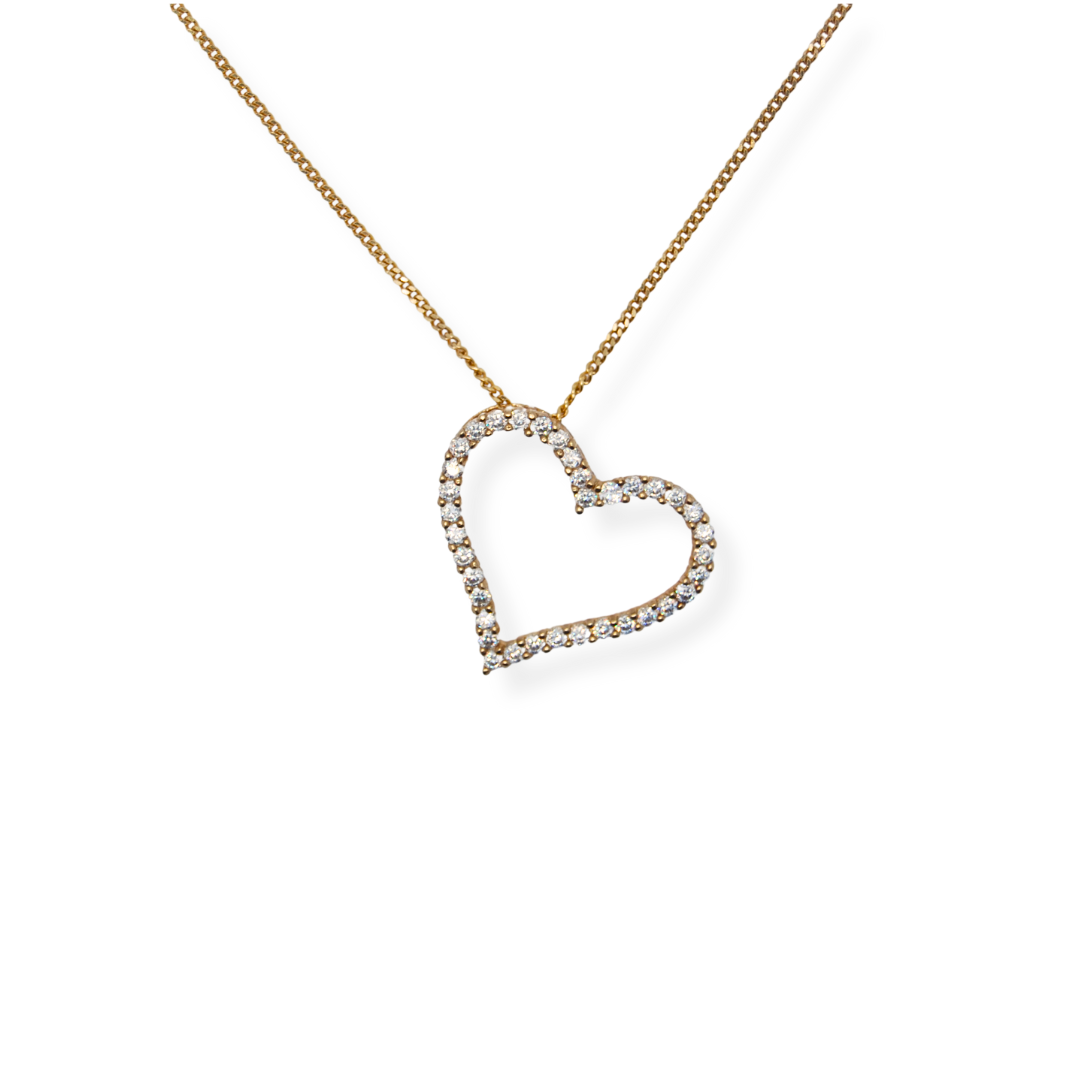 9ct gold cz heart pendant