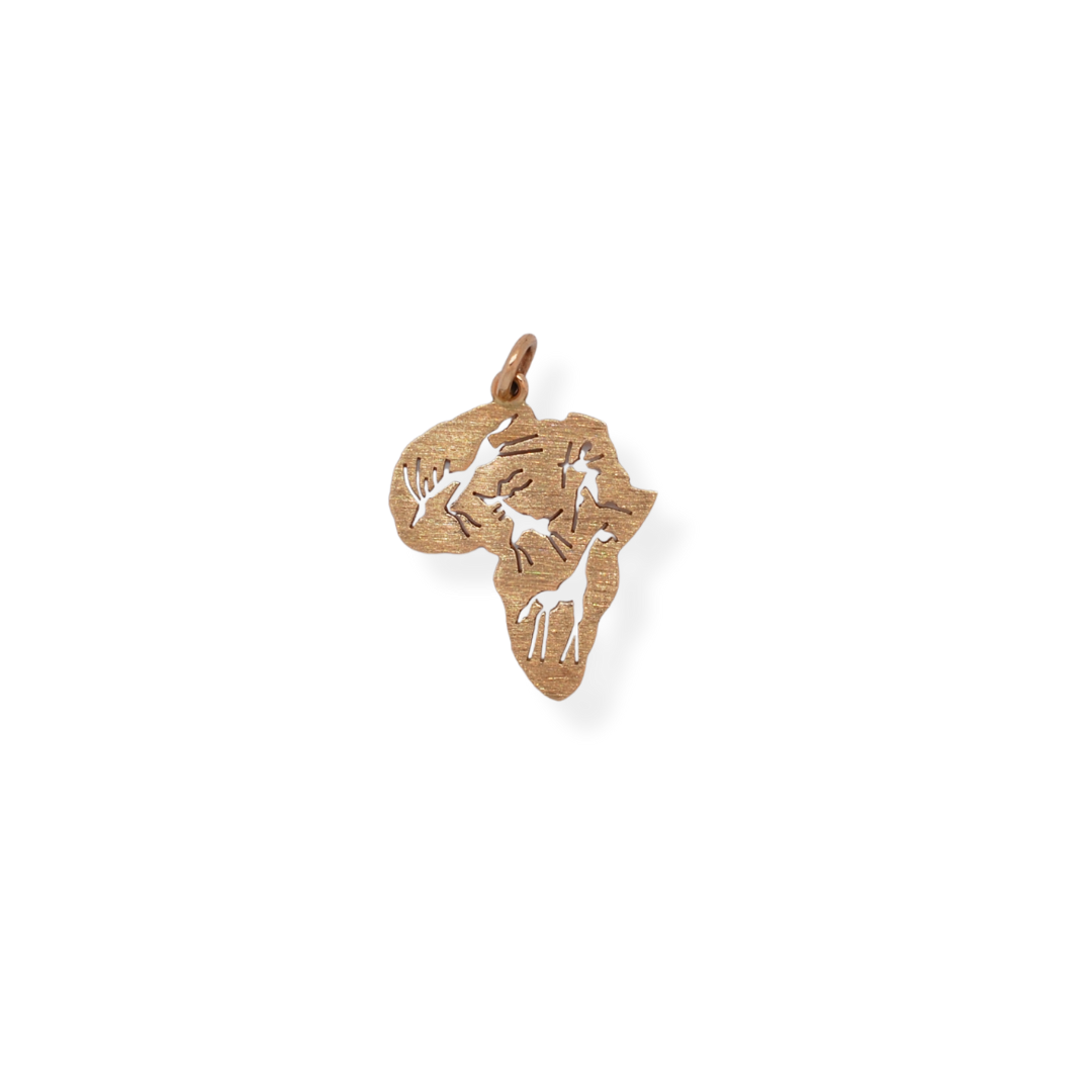 9ct gold Africa pendant