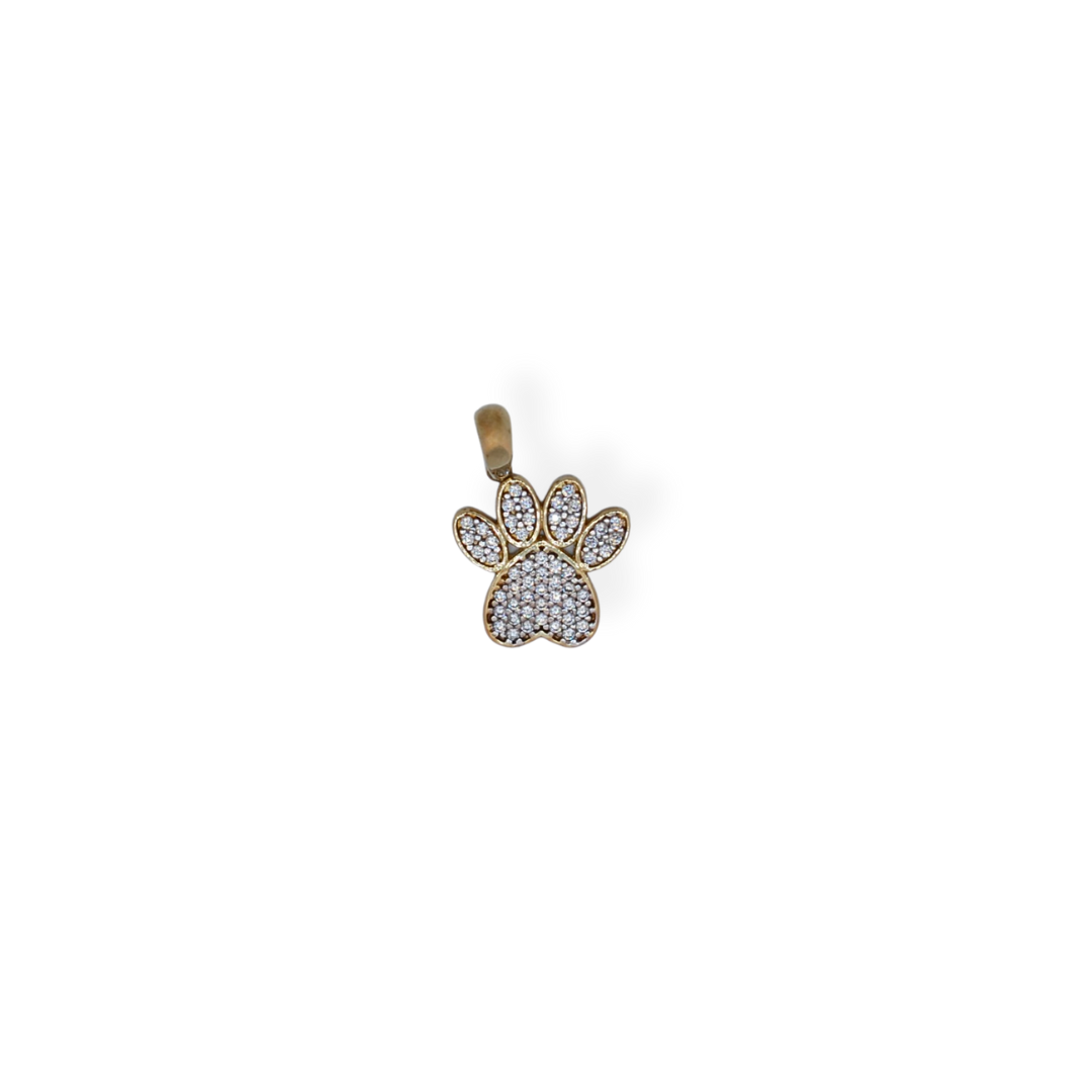 9ct gold cz paw print pendant