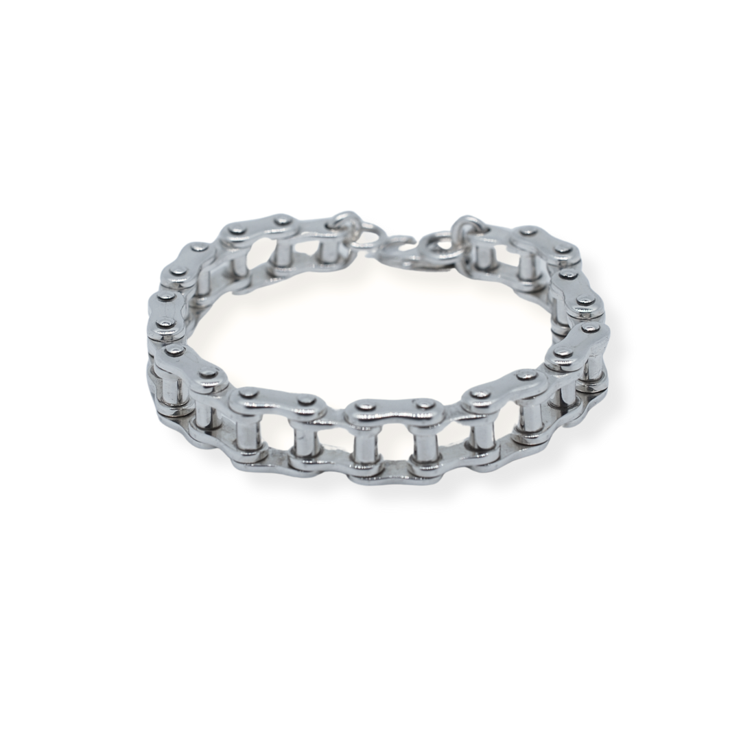 Silver motorbike chain bracelet