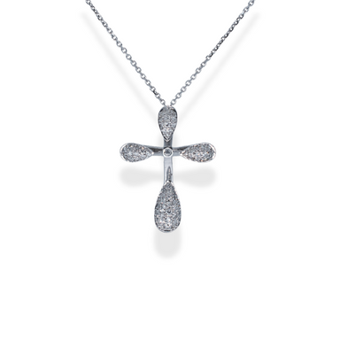 9ct gold diamond cross pendant necklace