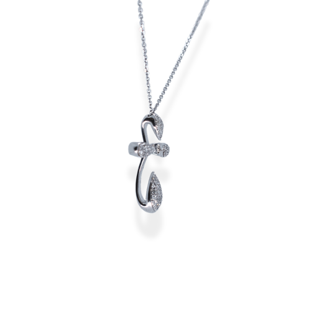 9ct gold diamond cross pendant necklace