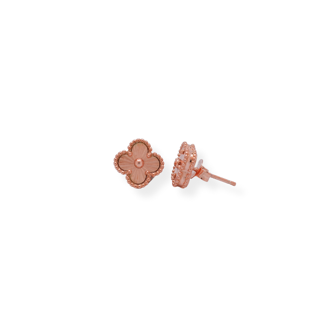 Silver rose plated van cleef stud earrings