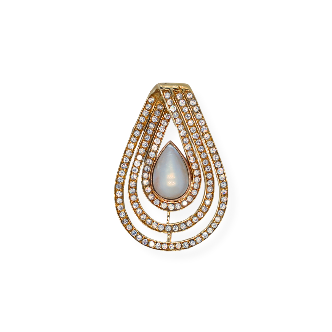 9ct gold pearl cz pendant