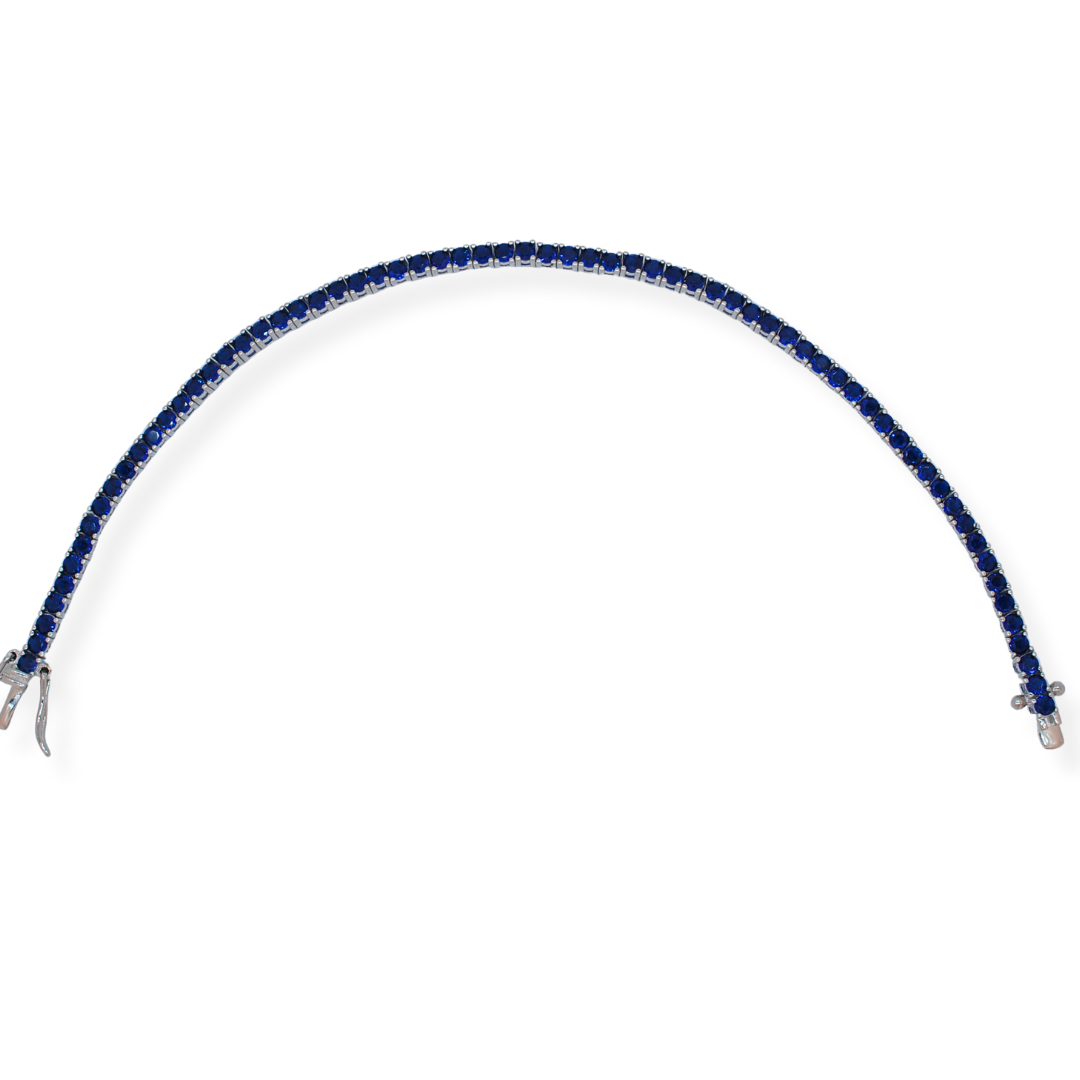 Silver blue cz tennis bracelet