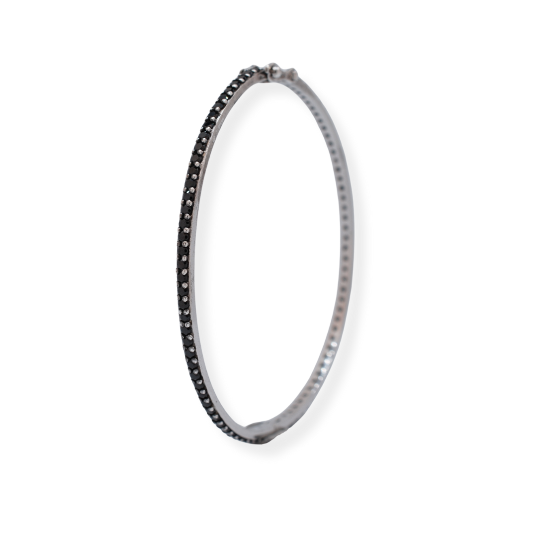 Silver black cz bangle