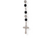 Silver black rosary cross necklace