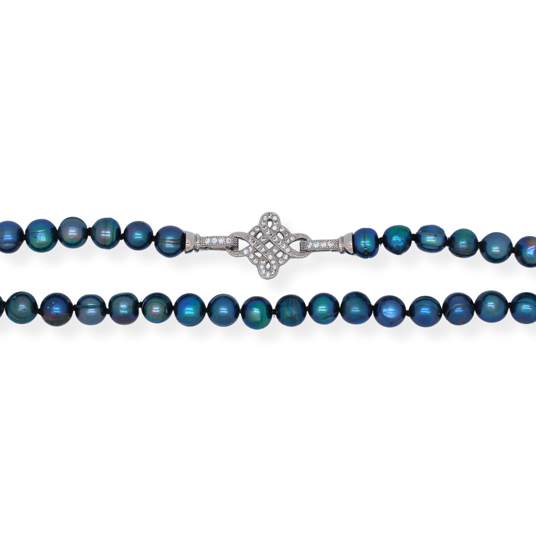 Silver blue pearl necklace