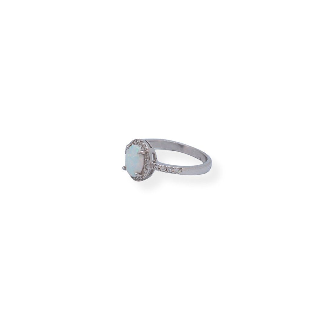 Silver cz opal ring