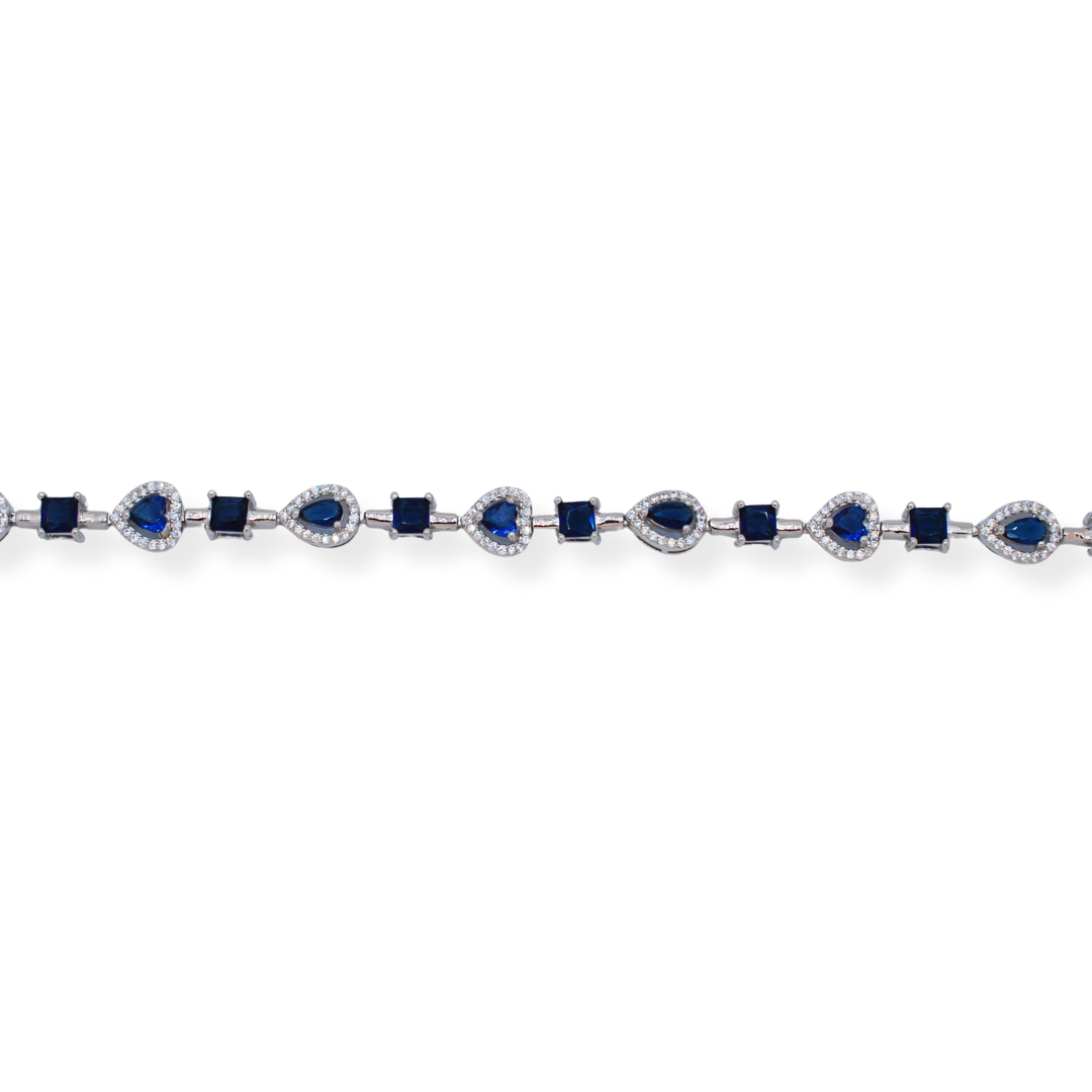 Silver blue cz tennis bracelet