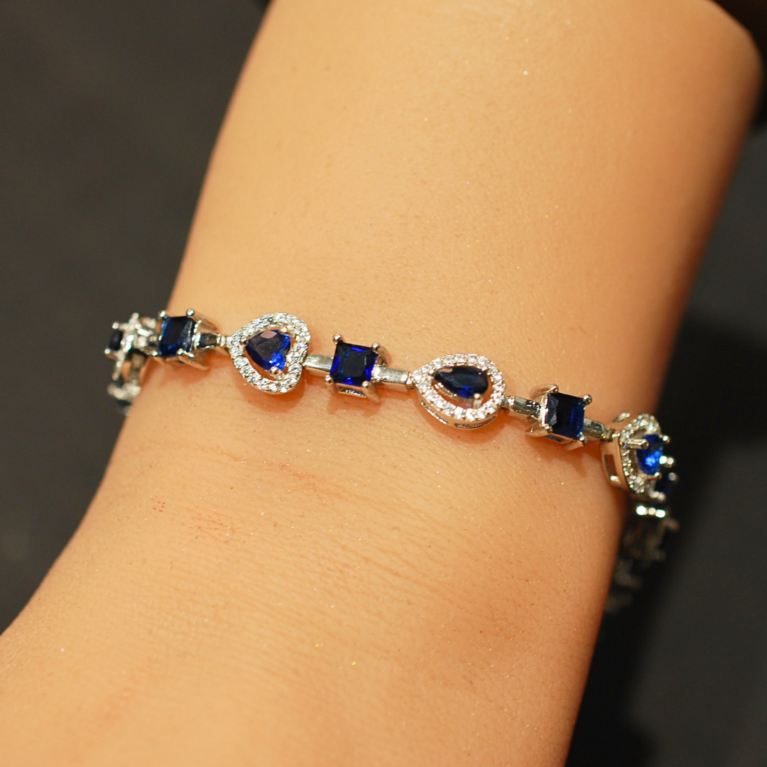 Silver blue cz tennis bracelet