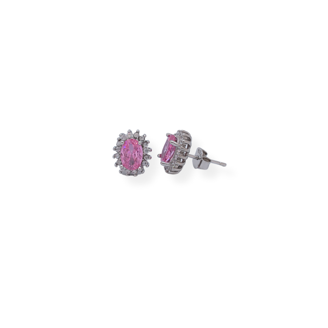 Silver cz pink set