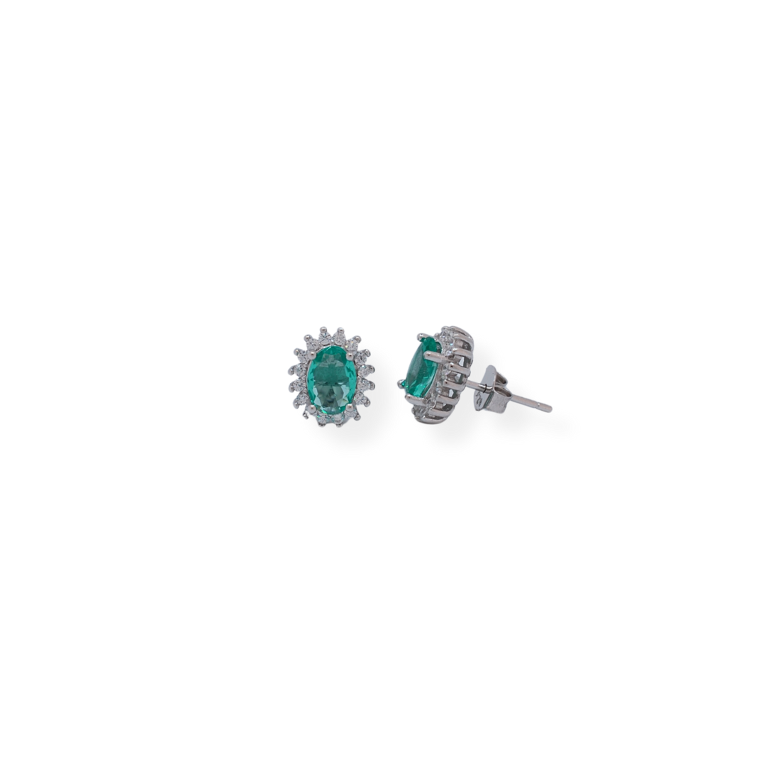 Silver cz teal set