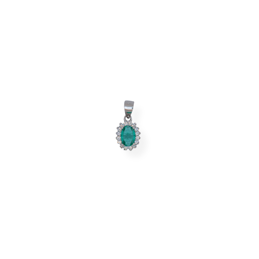 Silver cz teal set