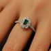 Silver green cz ring