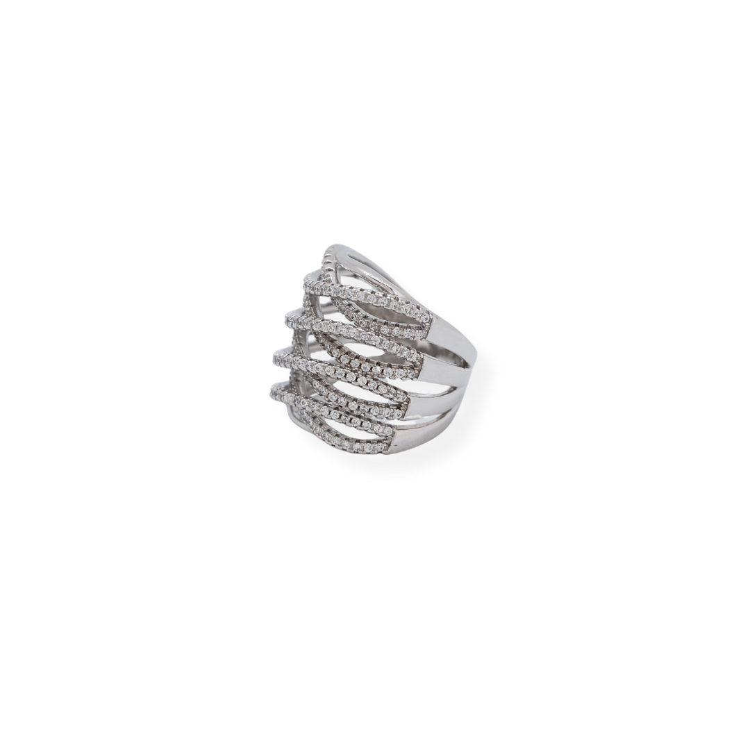 Silver cz broad ring