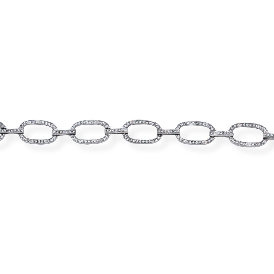 silver cz oval bracelet