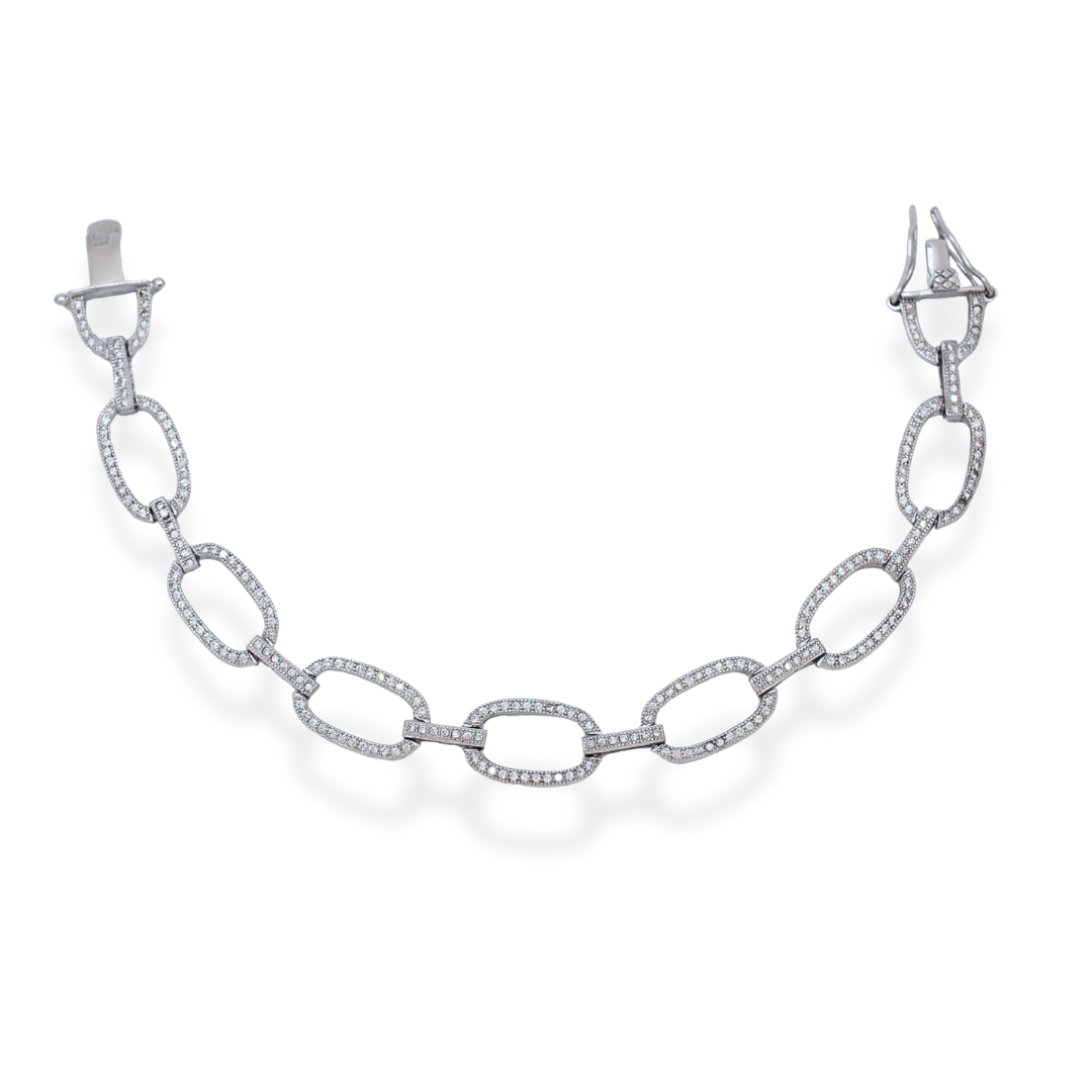 silver cz oval bracelet