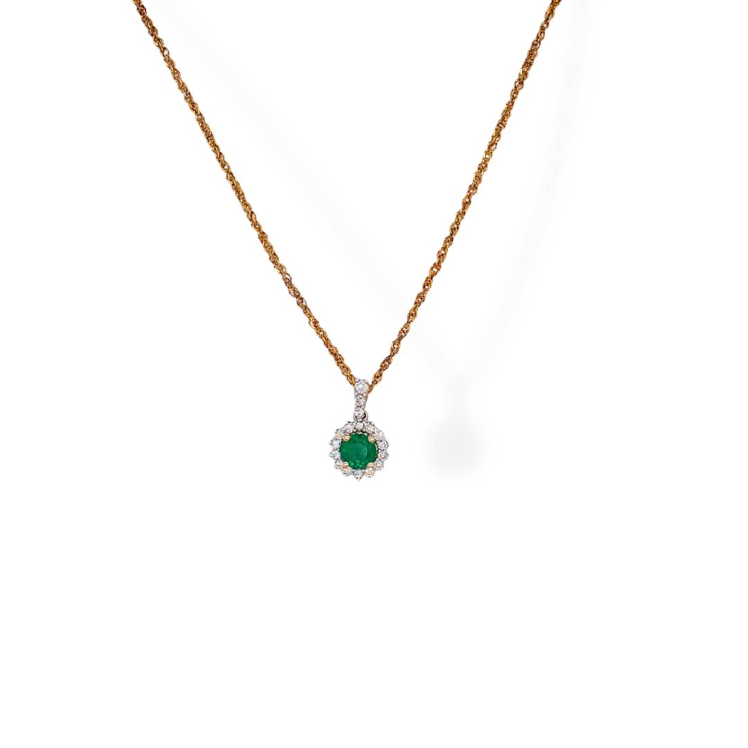 9ct yellow gold emerald necklace