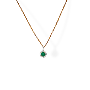 9ct yellow gold emerald necklace