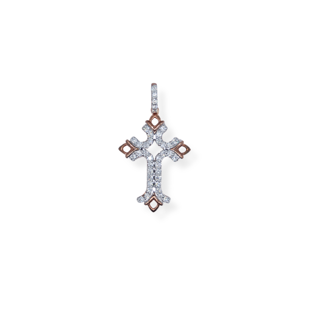 9ct gold diamond cross pendant