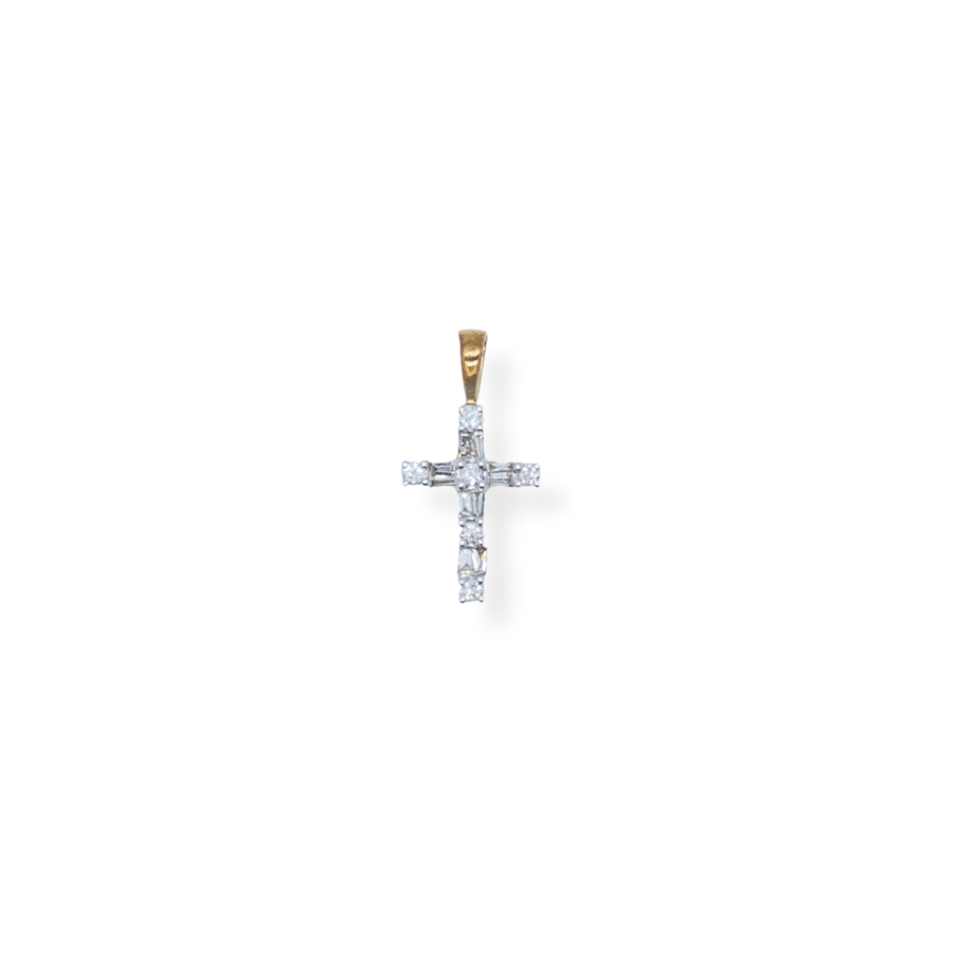9ct gold diamond cross pendant