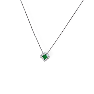 9ct white gold emerald pendant chain