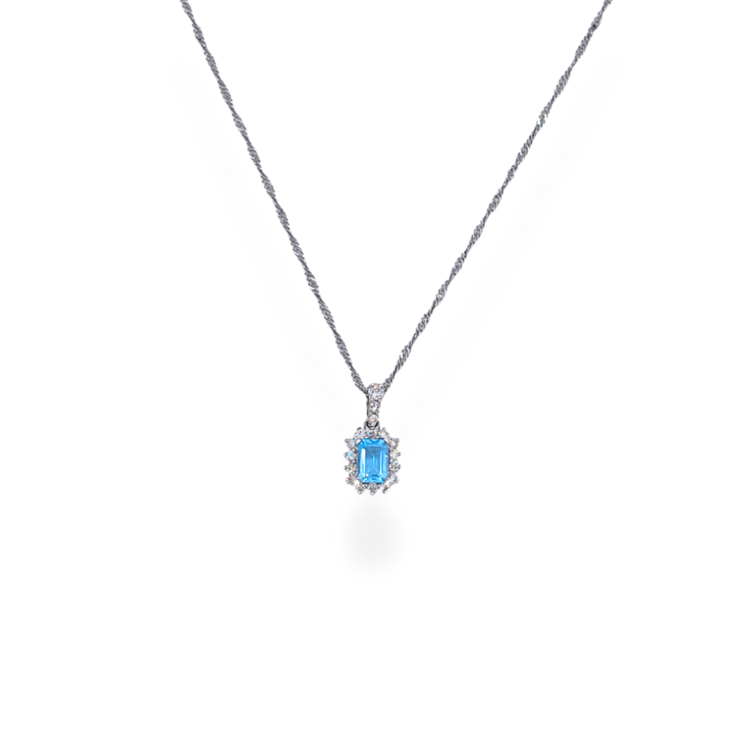 9ct gold aquamarine diamond pendant