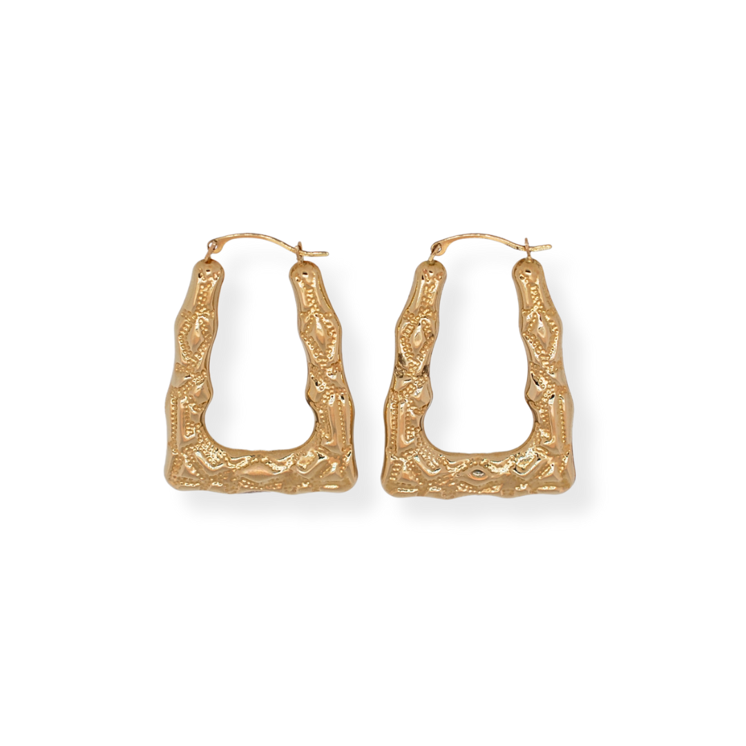 14ct gold square hoop earrings