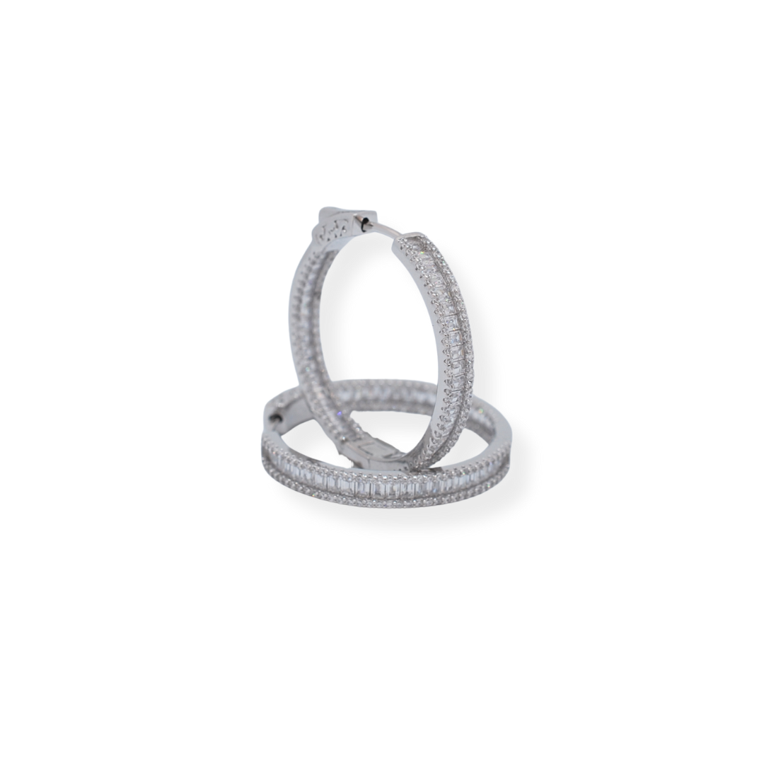 Silver cz hoop earrings
