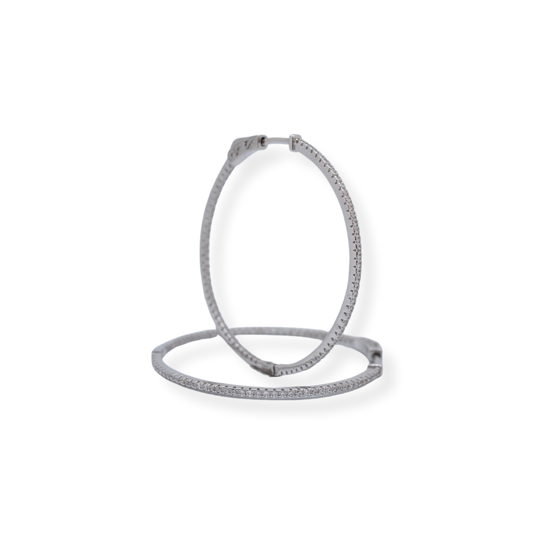 Silver cz hoop earrings