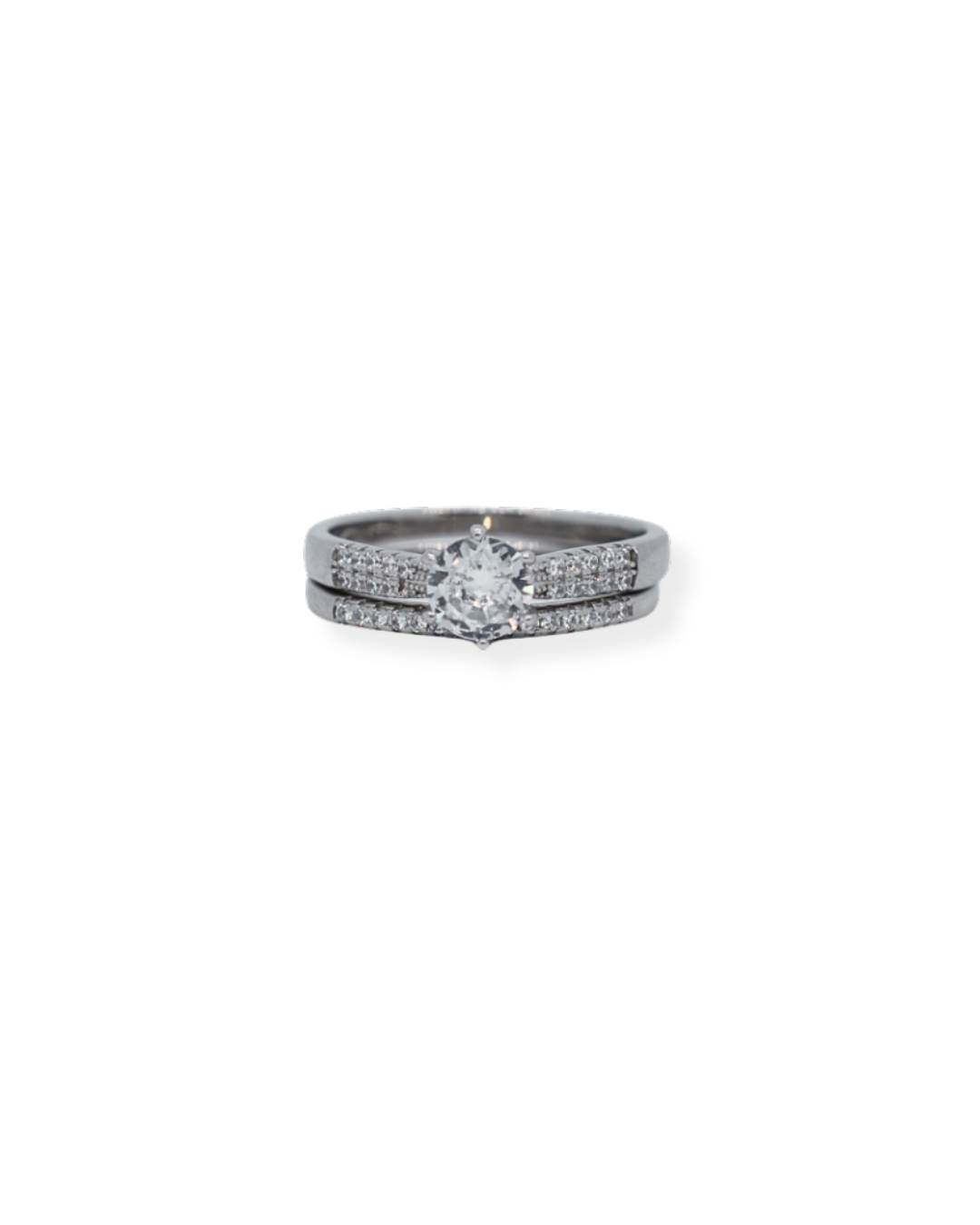 Silver cz twinset ring