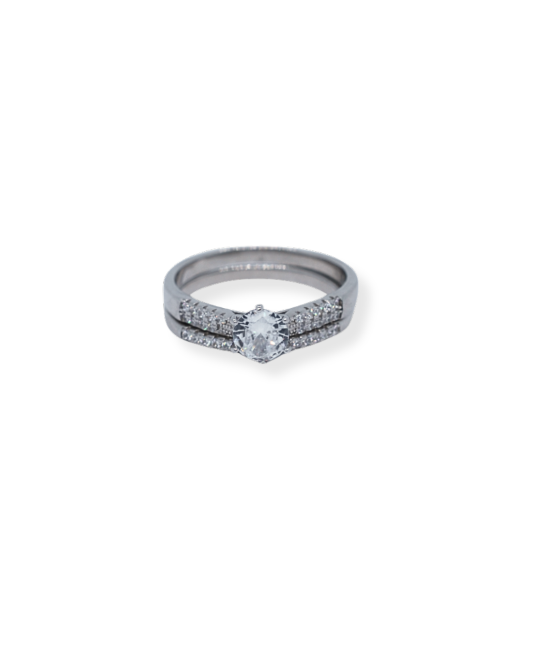 Silver cz twinset ring