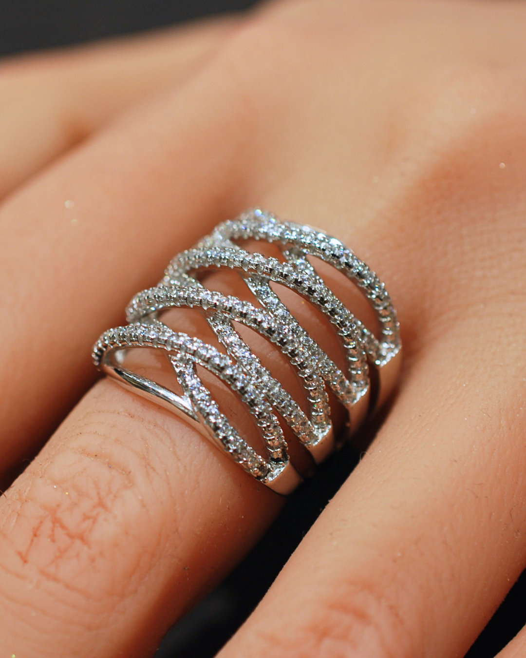 Silver cz infinity  broad ring