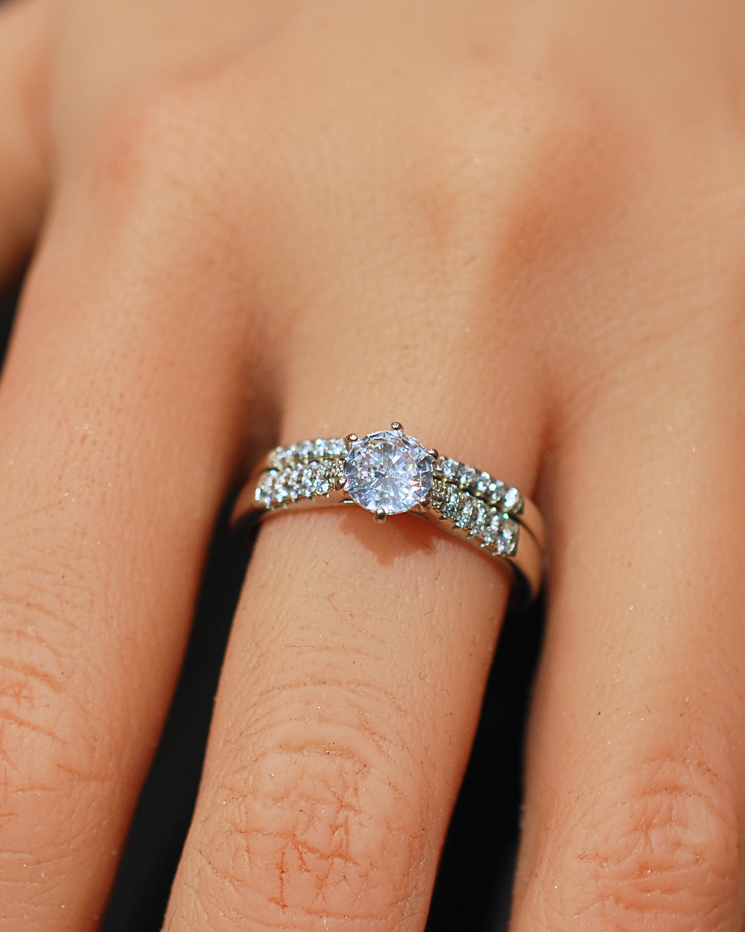 Silver cz twinset ring