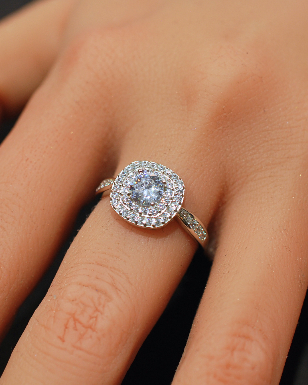 Silver fancy cz ring