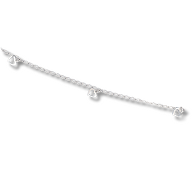 25cm silver heart anklet