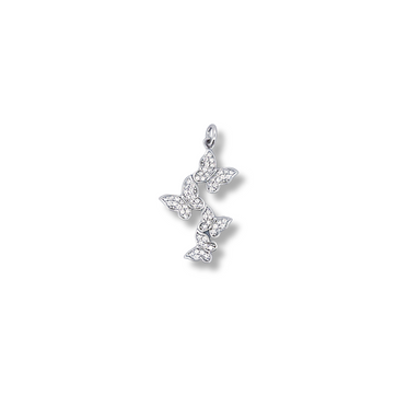 silver cz butterfly pendant