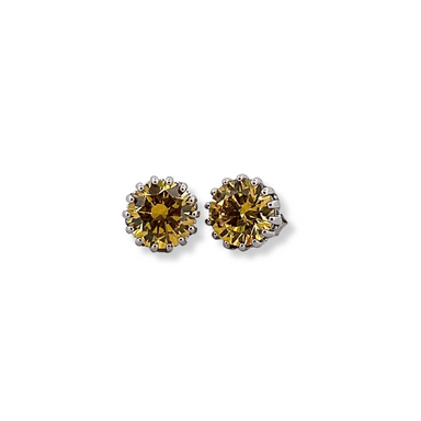 Silver cz yellow stud