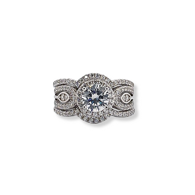 Silver cz tripset ring