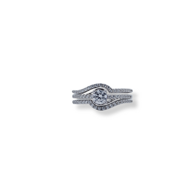 Silver cz tripset ring