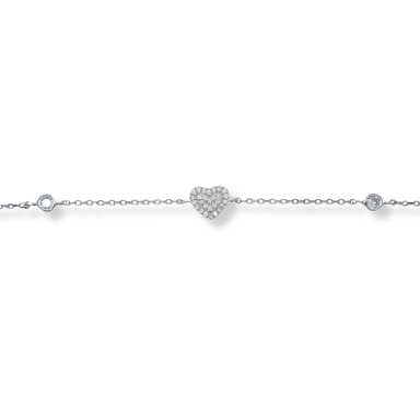 Silver cz heart bracelet