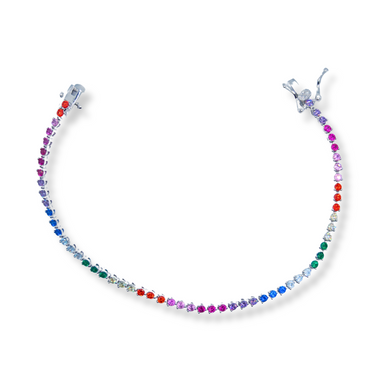 Silver cz coloured bracelet