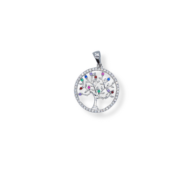 Silver cz tree of life pendant
