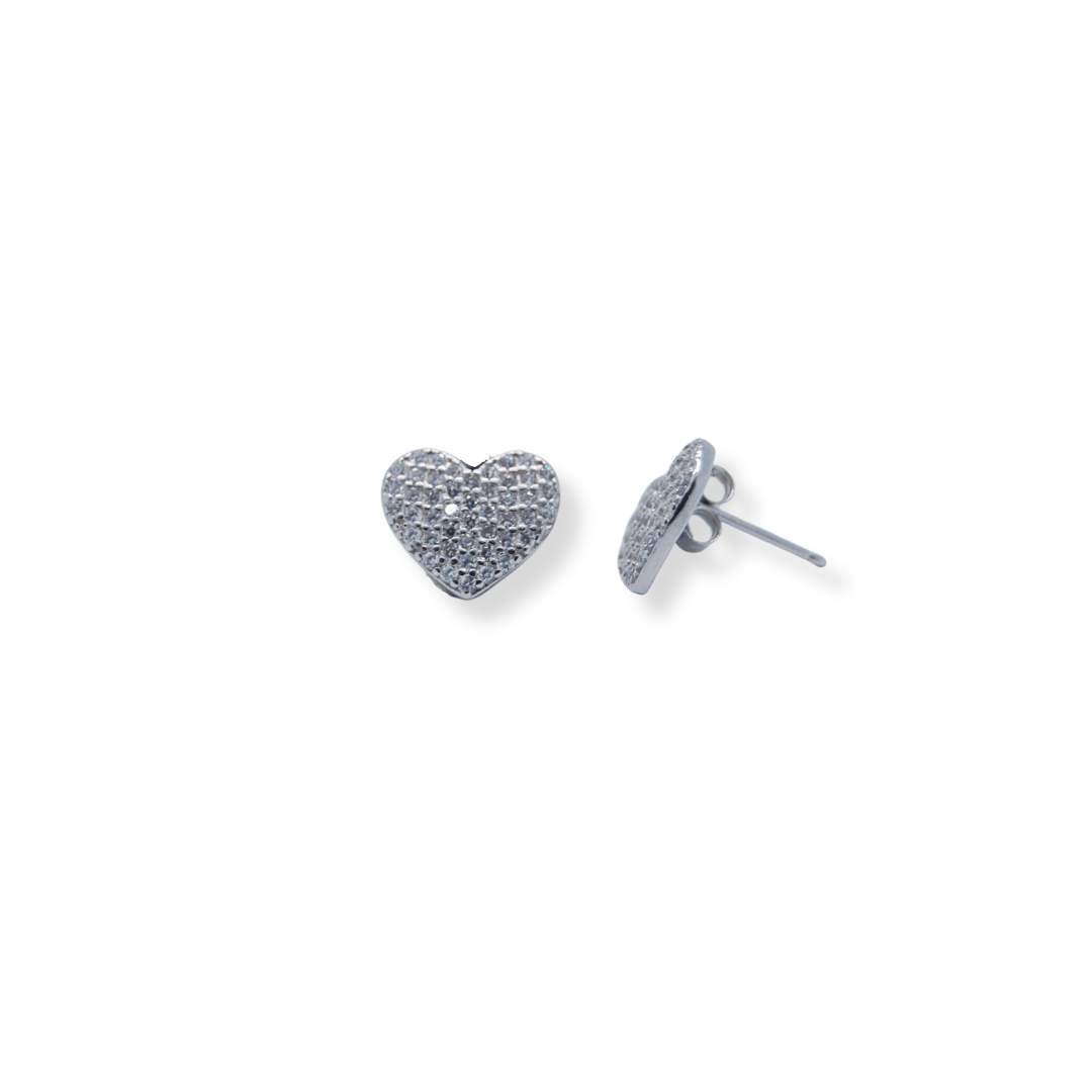 Silver cz heart earrings