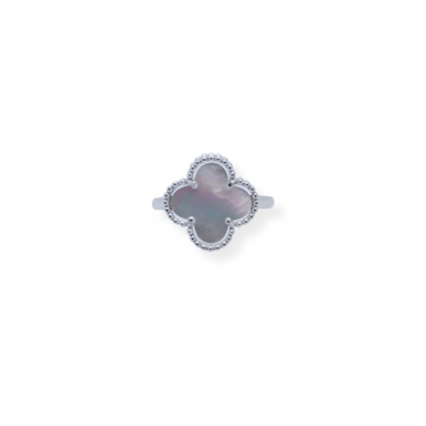 Silver white clover ring